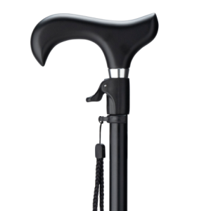 MultiMotion wandelstok met drukknop bediening - Zwart (ingezoomd op de drukknop)