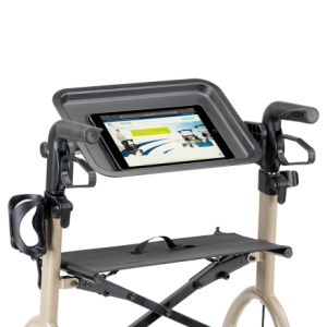 MultiMotion Dienblad t.b.v. Urban rollator (in een schuine hoek gemonteerd met daarop een tablet)