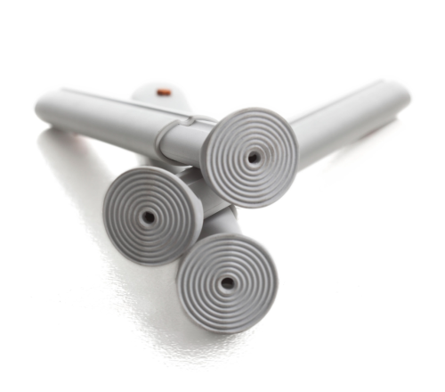 Etac Swift douchekruk (ingezoomd op de onderkant van de flexibele anti-slip doppen)