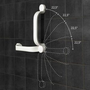 Etac Flex wandbeugel 60 cm - Wit (illustratie over de hoekverstelling)