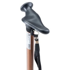 MultiMotion wandelstok met anatomisch handvat - Bruin - Rechts (ingezoomd op handvat)