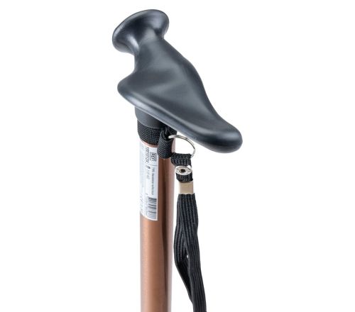 MultiMotion wandelstok met anatomisch handvat - Bruin - Rechts (ingezoomd op handvat)