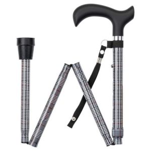 MultiMotion wandelstok opvouwbaar - Zwart/wit motief opgevouwen