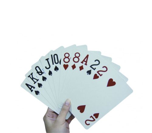 MultiMotion Speelkaarten - extra groot (door een hand vastgehouden zodat je goed ziet hoe groot de kaarten zijn)