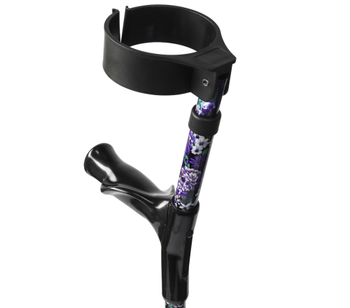 Multimotion elleboogkrukken met print - Bloemen paars achterzijde