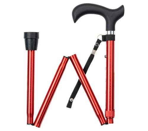 MultiMotion wandelstok opvouwbaar - Rood opgevouwen