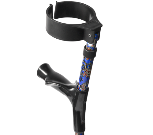 Multimotion elleboogkrukken met print - Paisley blauw achterzijde