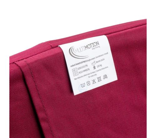 MultiMotion Ringkussen - bordeaux rood (ingezoomd op het label)