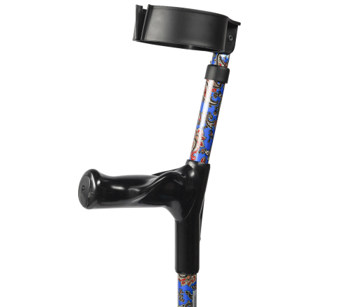 Multimotion elleboogkrukken met print - Paisley blauw voorzijde