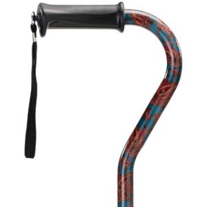 MultiMotion wandelstok met offset handvat - Groen Paisley (ingezoomd op handvat)