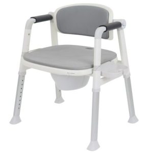 MultiMotion Commode Douche-/Toiletstoel Grijs - Voorzijde schuin