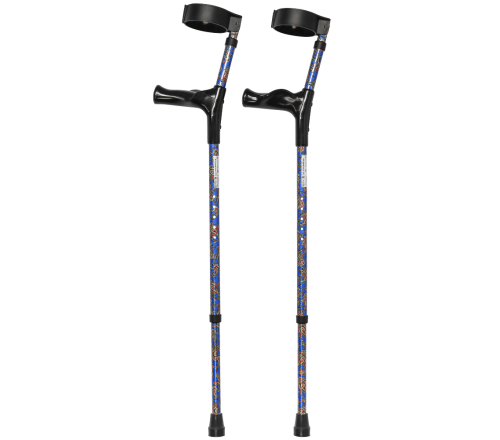 Multimotion elleboogkrukken met print - Paisley blauw