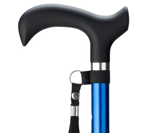 MultiMotion wandelstok - Blauw (ingezoomd op handvat en kleur van de buis)