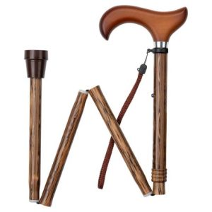 MultiMotion wandelstok opvouwbaar - Hout print opgevouwen