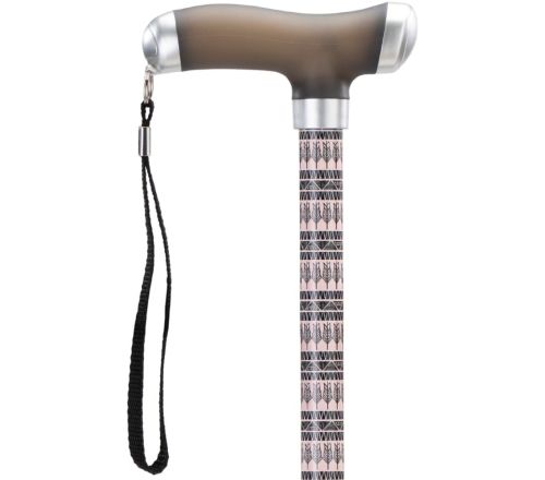 MultiMotion wandelstok met siliconen handvat - Lichte print (ingezoomd op het handvat)