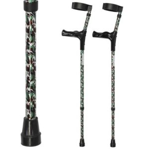 Multimotion elleboogkrukken met print - Camouflage (set krukken met daarnaast een afbeelding ingezoomd op de print)