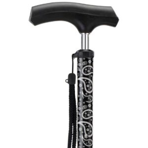 MultiMotion wandelstok telescopisch - Zwart paisley (iingezoomd op het handvat)