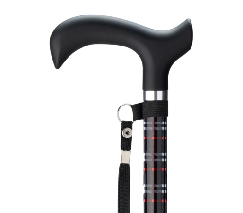 MultiMotion wandelstok opvouwbaar - Geruit ingezoomd op handvat