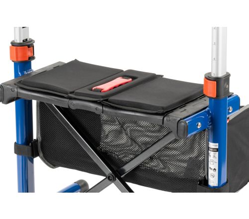 MultiMotion Trollimaster RA60 Rollator LOW blauw - ingezoomd op de zitting
