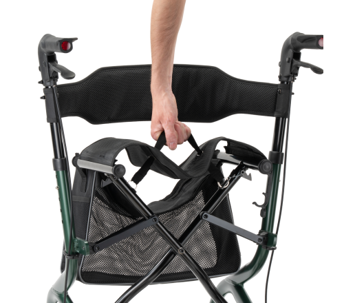 MultiMotion Lumo rollator - Groen (illustratie van hoe je de rollator inklapt)