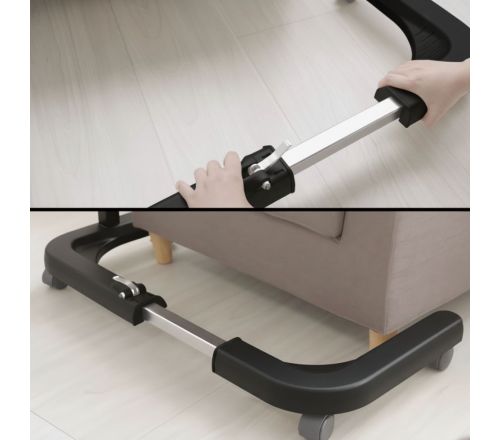 MultiMotion Prestige bedtafel - Hout (illustratie van hoe de breedte verstelling van de voet werkt)