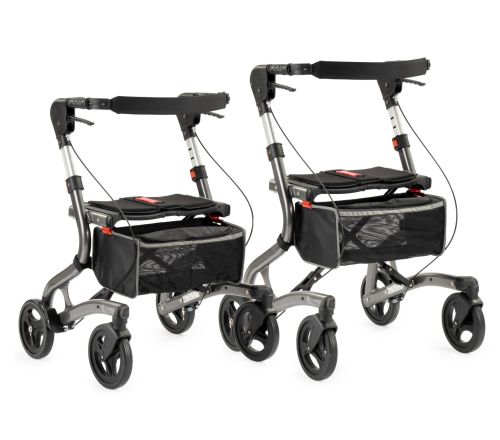 Multimotion Trollimaster RG70 rollator STANDARD en LOW naast elkaar