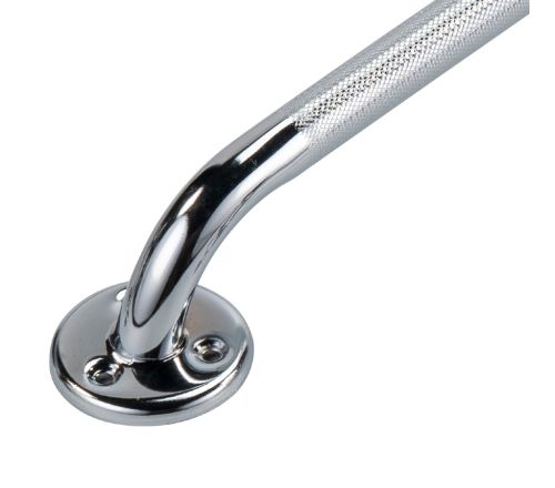 Wandbeugel staal chrome - 80 cm (ingezoomd op de bevestigingsplaat)